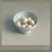 White china bowl with eggs